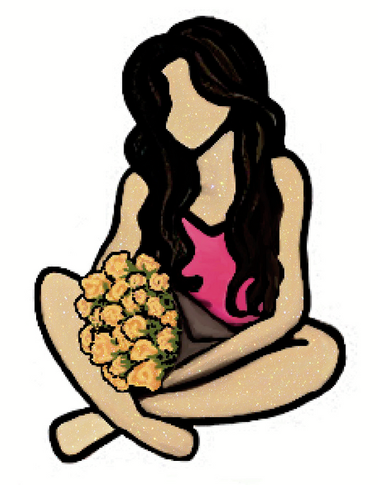 Peaceful - Girl Holding Flower Bouquet Sticker