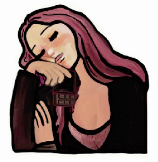 Sleepy - Girl Holding Chocolate Bar Sticker