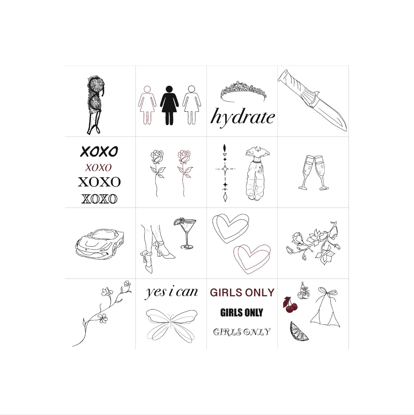 Girls Only - Temporary Tattoos