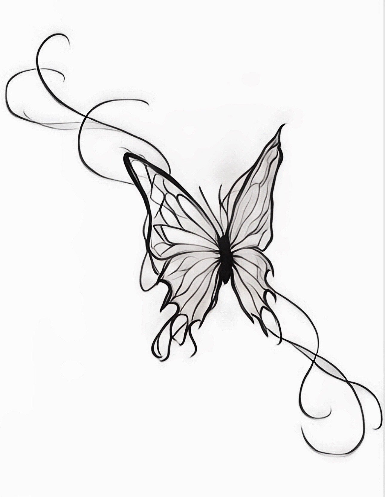 Wispy Butterfly - Temporary Tattoo