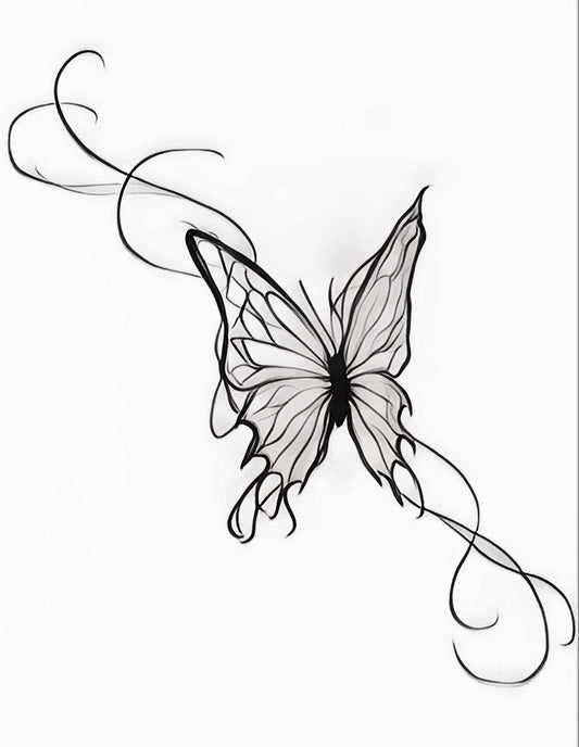 Wispy Butterfly - Temporary Tattoo